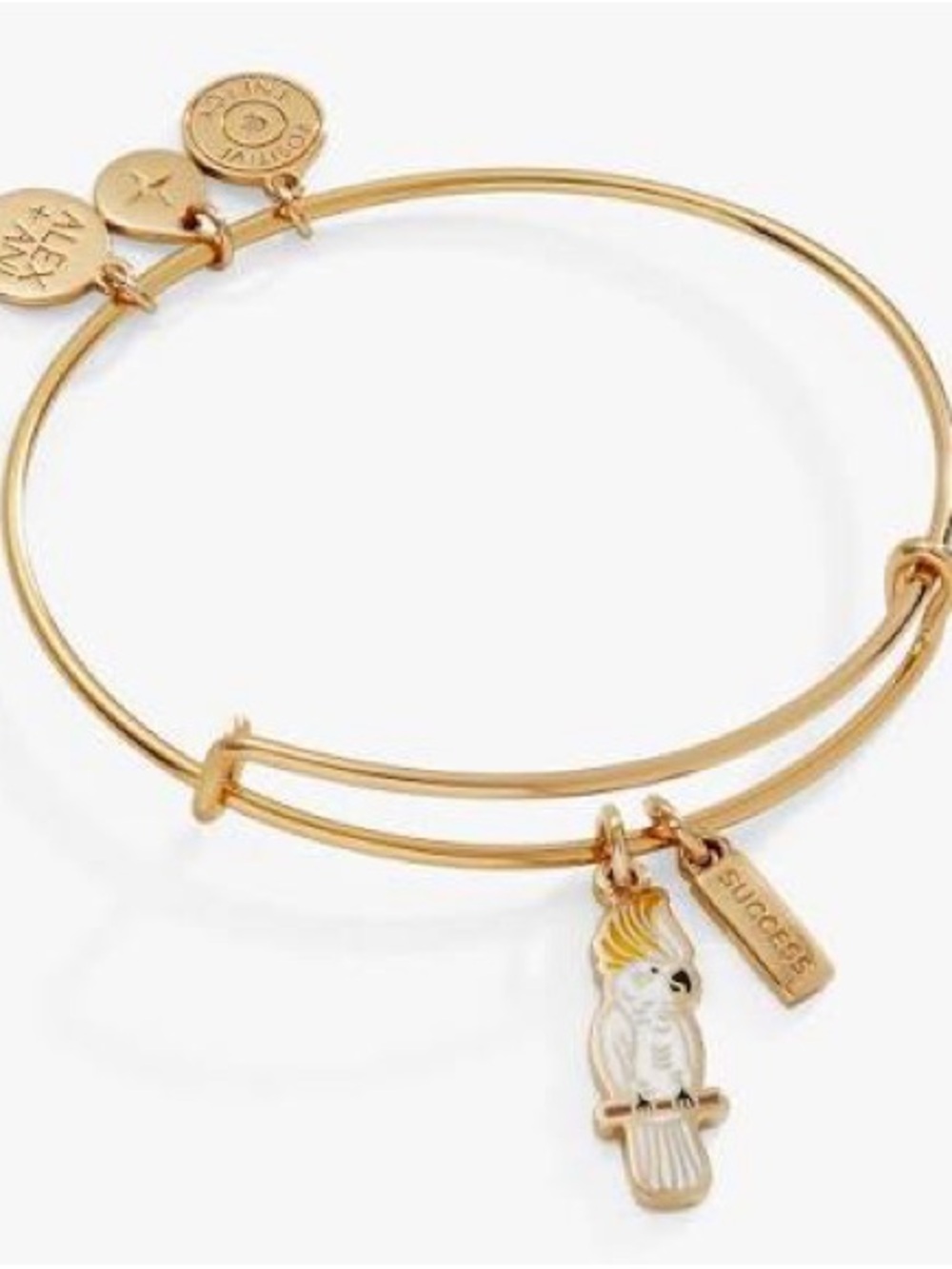 Alex and Ani Gold Success Cockatoo Charm Bangle Bracelet NWT